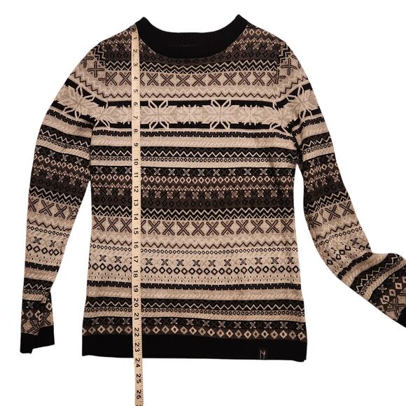 Neve Zoe Fair Isle Snowflake Crewneck Sweater, Merino wool blend, sz Small - Picture 7 of 9